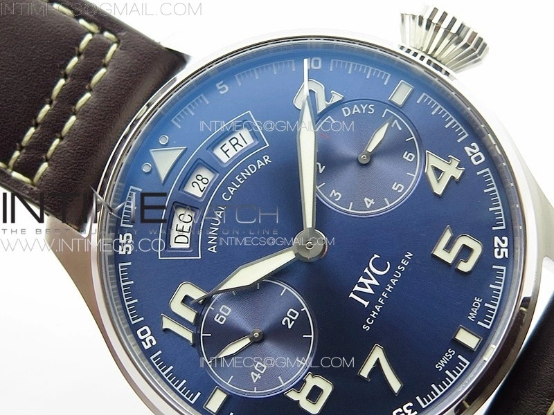 Big Pilot Annual Calendar SS IW5027 "Le Petit Prince" AZF 1:1 Best Edition Blue Dial on Black Leather Strap A52850
