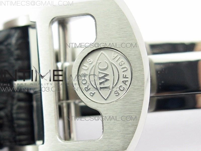 Portuguese Real PR Real Annual Calendar IW5035 AZF 1:1 Best Edition White Dial Silver Markers on Black Leather Strap A52850