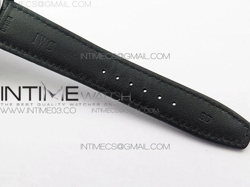 Portuguese Real PR Real Annual Calendar IW5035 AZF 1:1 Best Edition White Dial Silver Markers on Black Leather Strap A52850