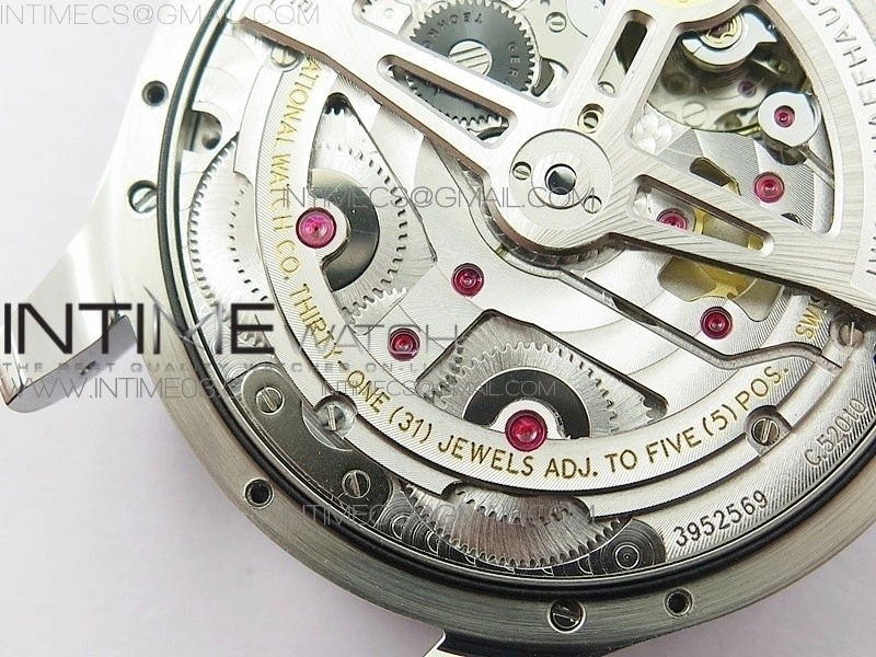 Portuguese Real PR Real Annual Calendar IW5035 AZF 1:1 Best Edition White Dial Silver Markers on Black Leather Strap A52850
