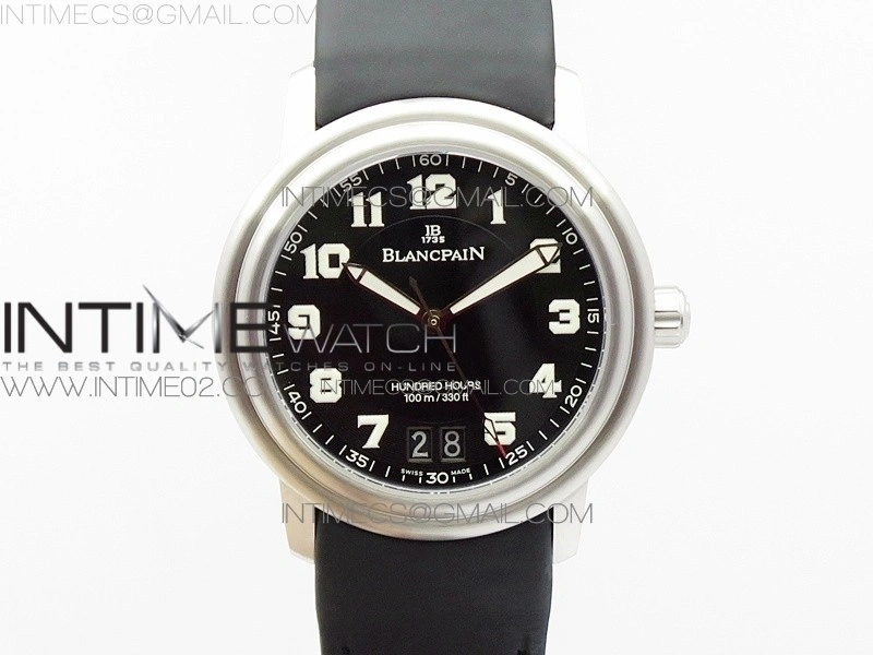 LEMAN 2850B SS 1:1 Best Edition Black Dial Numbers Markers on Black Rubber Strap Cal.6950