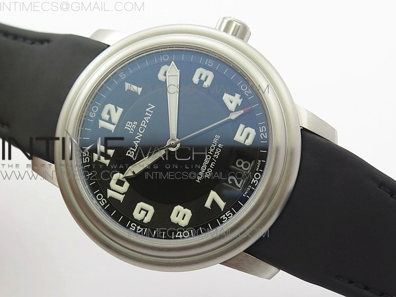LEMAN 2850B SS 1:1 Best Edition Black Dial Numbers Markers on Black Rubber Strap Cal.6950