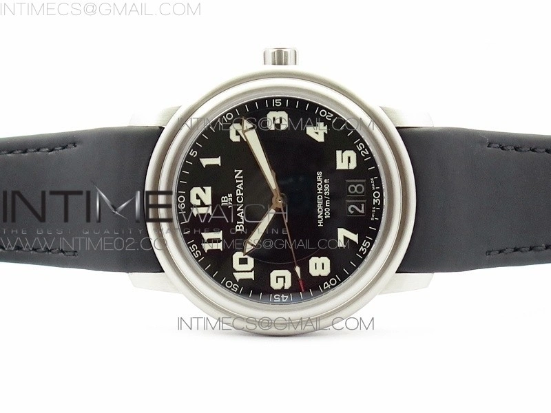 LEMAN 2850B SS 1:1 Best Edition Black Dial Numbers Markers on Black Rubber Strap Cal.6950