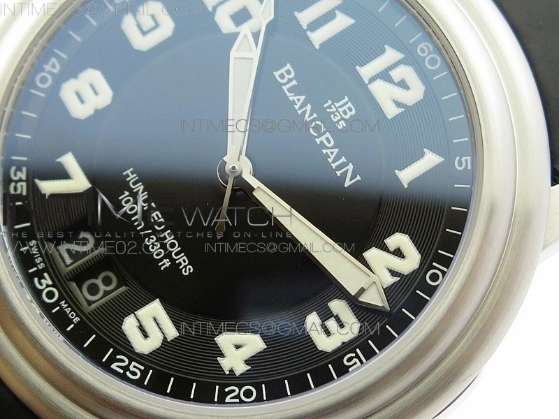 LEMAN 2850B SS 1:1 Best Edition Black Dial Numbers Markers on Black Rubber Strap Cal.6950