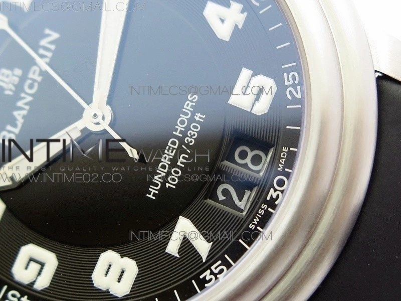 LEMAN 2850B SS 1:1 Best Edition Black Dial Numbers Markers on Black Rubber Strap Cal.6950