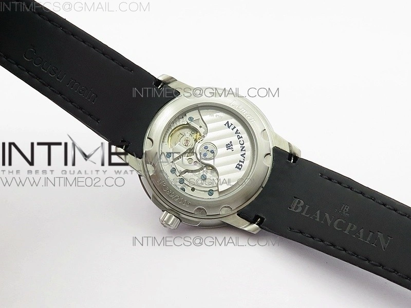 LEMAN 2850B SS 1:1 Best Edition Black Dial Numbers Markers on Black Rubber Strap Cal.6950