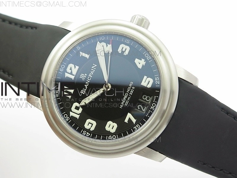 LEMAN 2850B SS 1:1 Best Edition Black Dial Numeral Markers on Black Rubber Strap Cal.6950