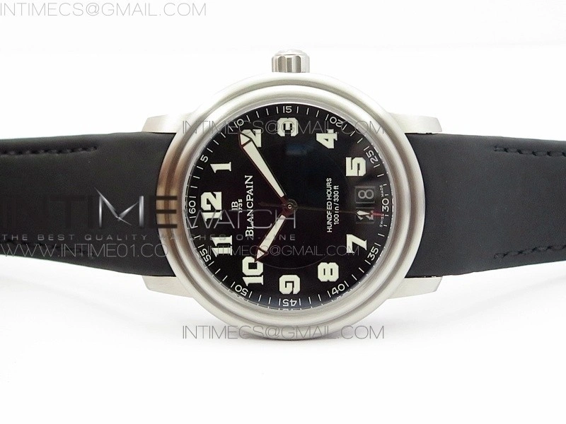 LEMAN 2850B SS 1:1 Best Edition Black Dial Numeral Markers on Black Rubber Strap Cal.6950
