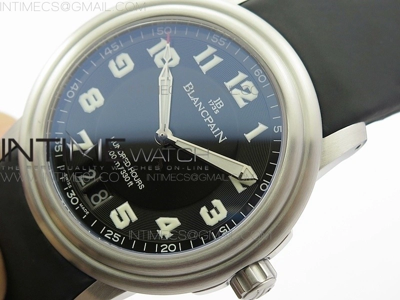 LEMAN 2850B SS 1:1 Best Edition Black Dial Numeral Markers on Black Rubber Strap Cal.6950
