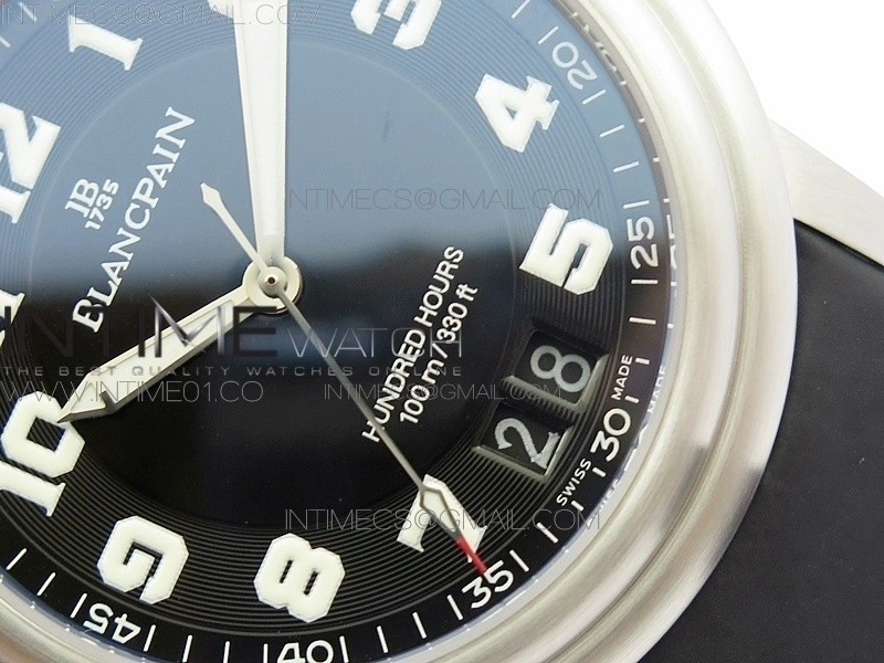 LEMAN 2850B SS 1:1 Best Edition Black Dial Numeral Markers on Black Rubber Strap Cal.6950