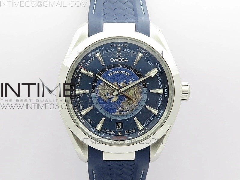 Aqua Terra 150M 43mm 24 VSF 1:1 Best Edition Blue Dial on Blue Rubber Strap A8938 Super Clone