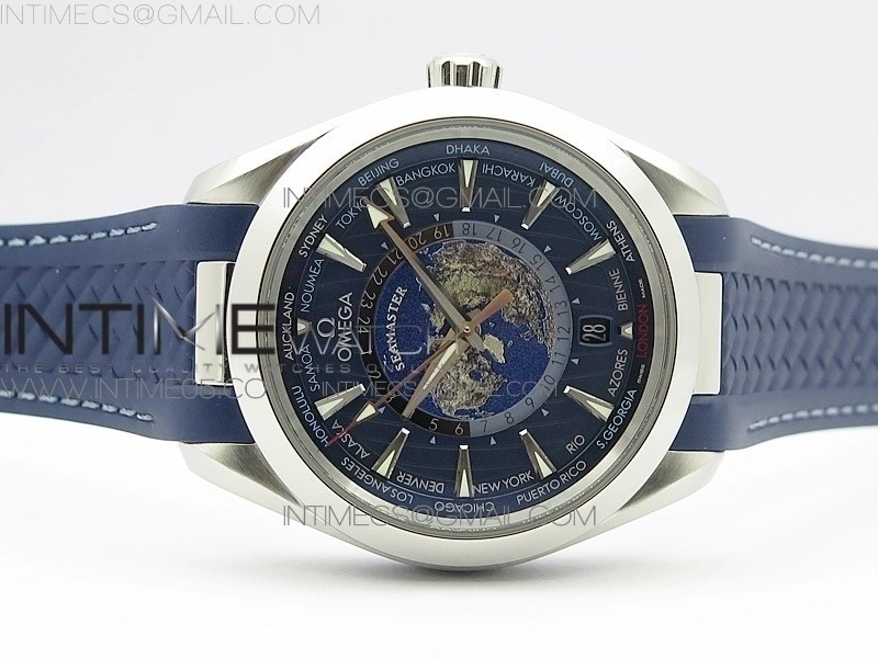 Aqua Terra 150M 43mm 24 VSF 1:1 Best Edition Blue Dial on Blue Rubber Strap A8938 Super Clone