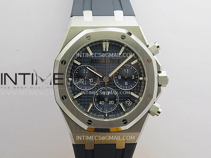 Royal Oak Chrono 26240 50th SS V2 DDF 1:1 Best Edition Blue Dial On Blue Rubber Strap Super Clone DD4401