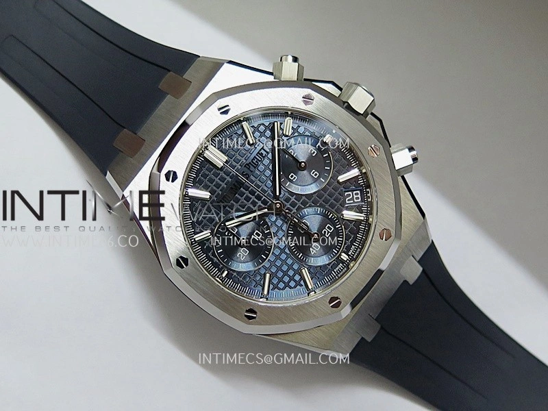 Royal Oak Chrono 26240 50th SS V2 DDF 1:1 Best Edition Blue Dial On Blue Rubber Strap Super Clone DD4401