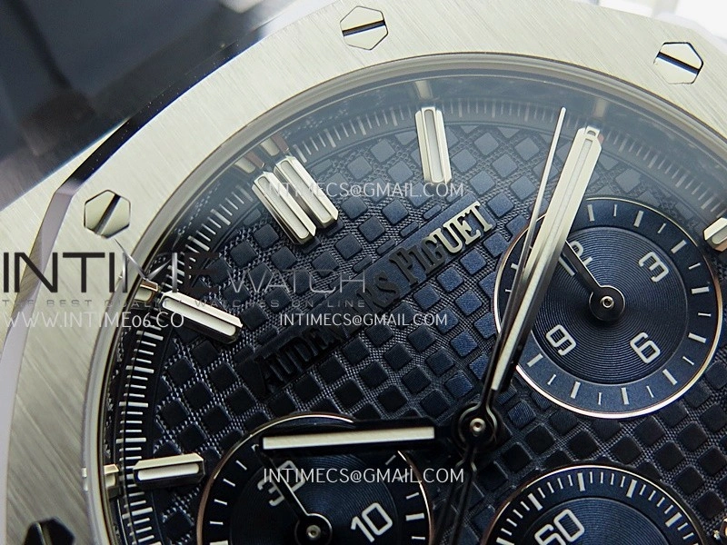 Royal Oak Chrono 26240 50th SS V2 DDF 1:1 Best Edition Blue Dial On Blue Rubber Strap Super Clone DD4401