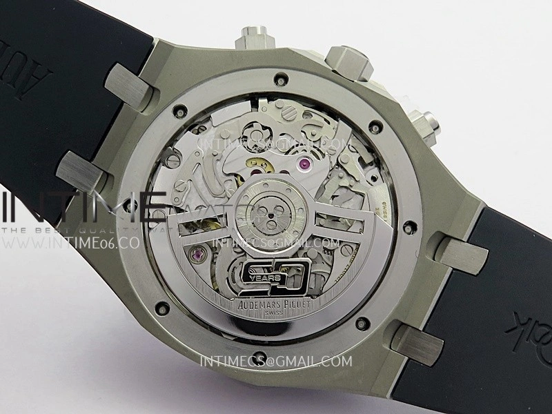 Royal Oak Chrono 26240 50th SS V2 DDF 1:1 Best Edition Blue Dial On Blue Rubber Strap Super Clone DD4401