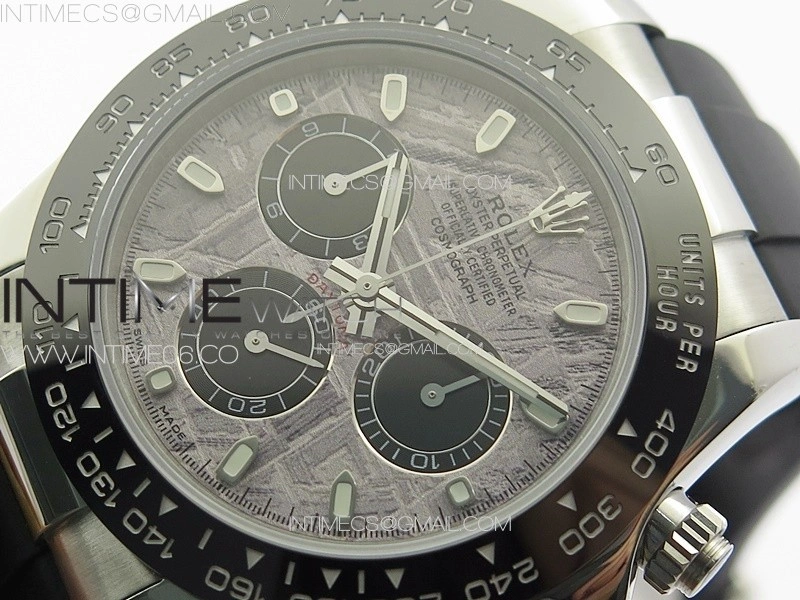 Daytona 116519LN APSF Best Edition Meteorite Dial Sticks Markers On Rubber Strap Slim A7750