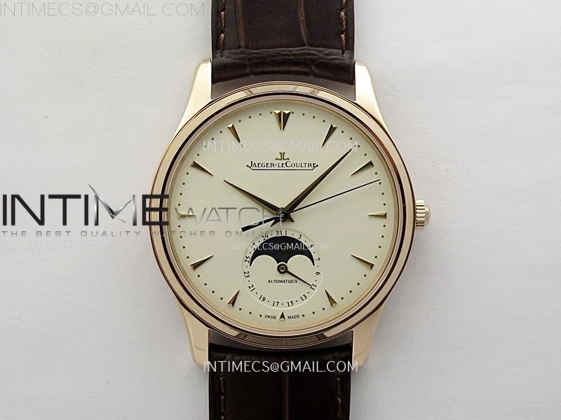 Master Ultra Thin Moon 1362520 RG ZF 1:1 Best Edition Ivory Dial on Brown Leather Strap V3 SA925 Super Clone