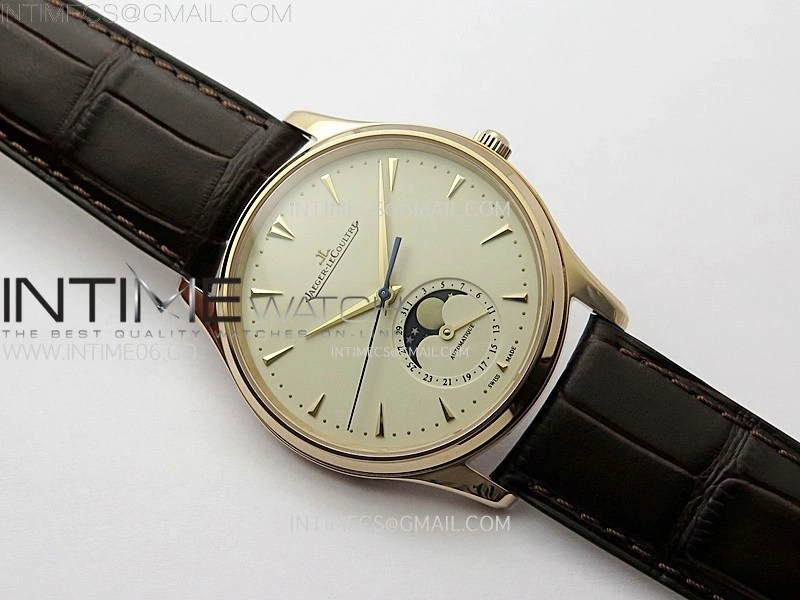 Master Ultra Thin Moon 1362520 RG ZF 1:1 Best Edition Ivory Dial on Brown Leather Strap V3 SA925 Super Clone