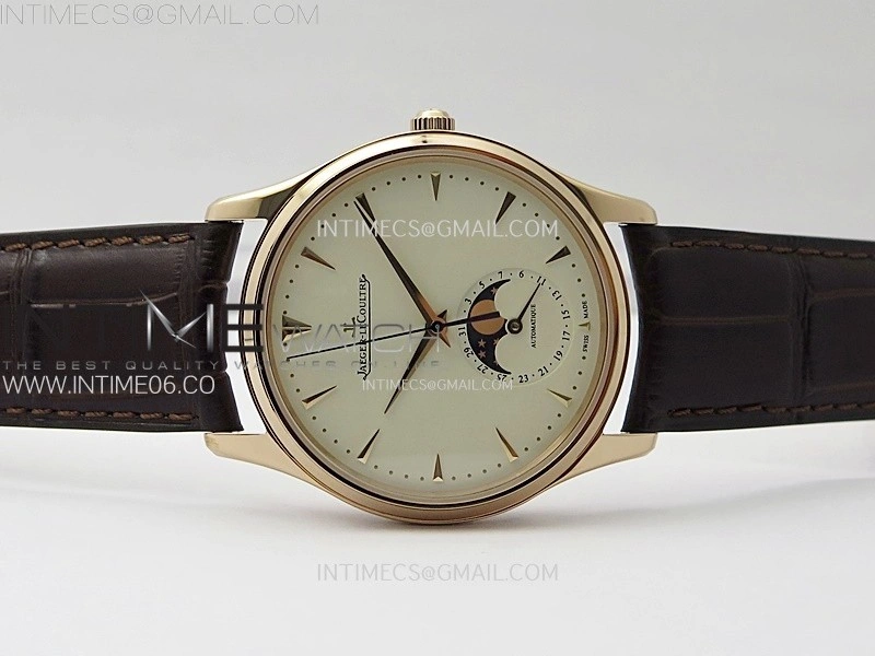 Master Ultra Thin Moon 1362520 RG ZF 1:1 Best Edition Ivory Dial on Brown Leather Strap V3 SA925 Super Clone