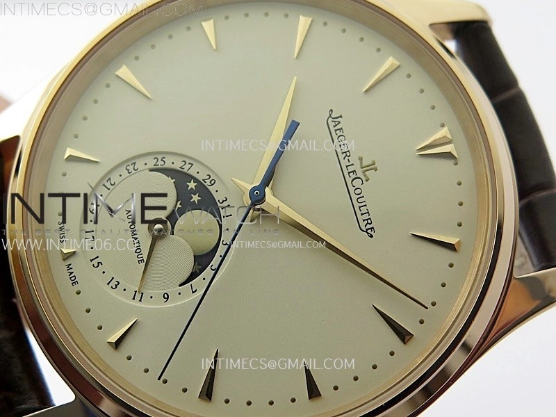 Master Ultra Thin Moon 1362520 RG ZF 1:1 Best Edition Ivory Dial on Brown Leather Strap V3 SA925 Super Clone