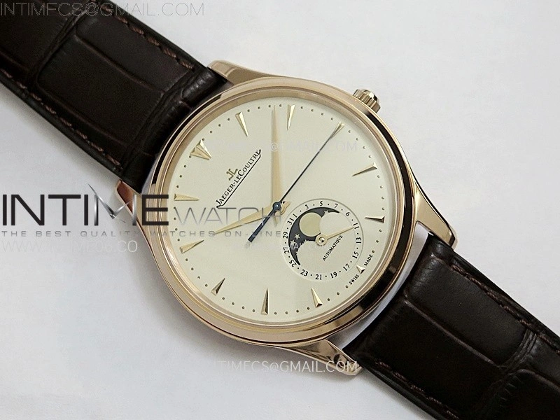 Master Ultra Thin Moon 1362520 RG ZF 1:1 Best Edition Ivory Dial on Brown Leather Strap V3 SA925 Super Clone