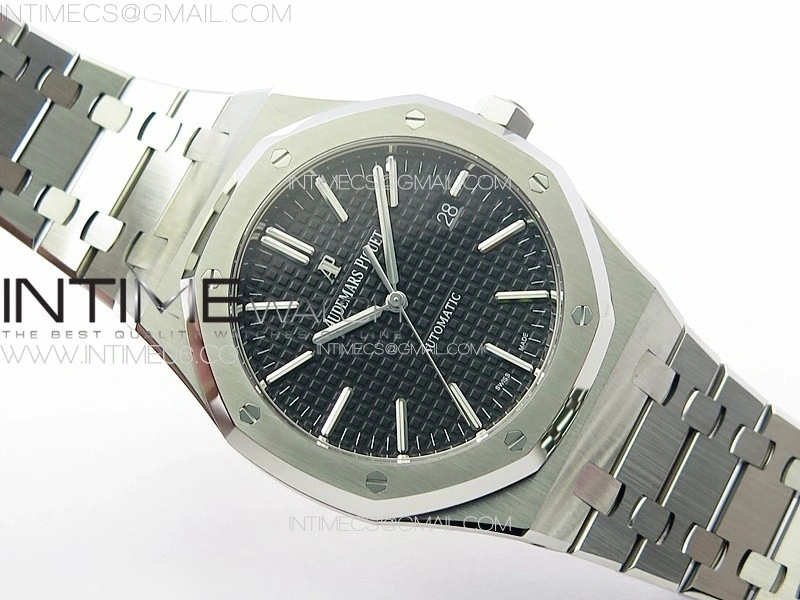 Royal Oak 41mm 15400 SS ZF 1:1 Best Edition Black Textured Dial on SS Bracelet SA3120 Super Clone