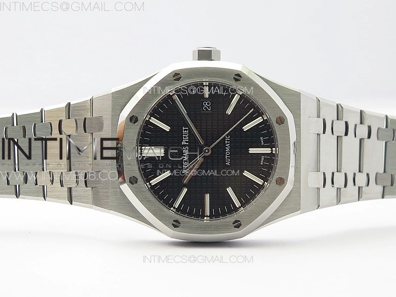 Royal Oak 41mm 15400 SS ZF 1:1 Best Edition Black Textured Dial on SS Bracelet SA3120 Super Clone