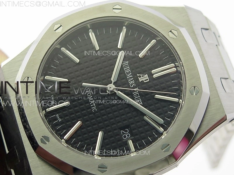 Royal Oak 41mm 15400 SS ZF 1:1 Best Edition Black Textured Dial on SS Bracelet SA3120 Super Clone