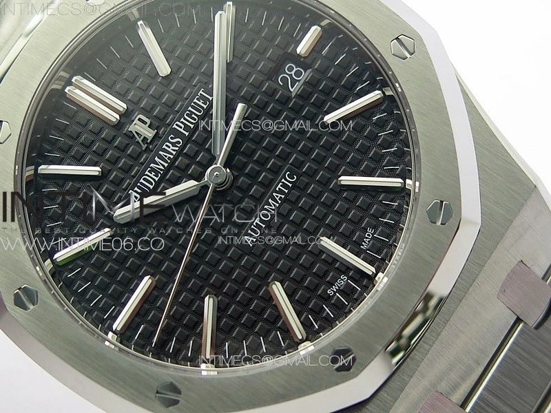 Royal Oak 41mm 15400 SS ZF 1:1 Best Edition Black Textured Dial on SS Bracelet SA3120 Super Clone