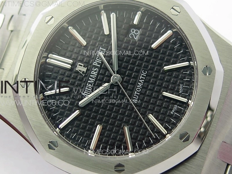 Royal Oak 41mm 15400 SS ZF 1:1 Best Edition Black Textured Dial on SS Bracelet SA3120 Super Clone