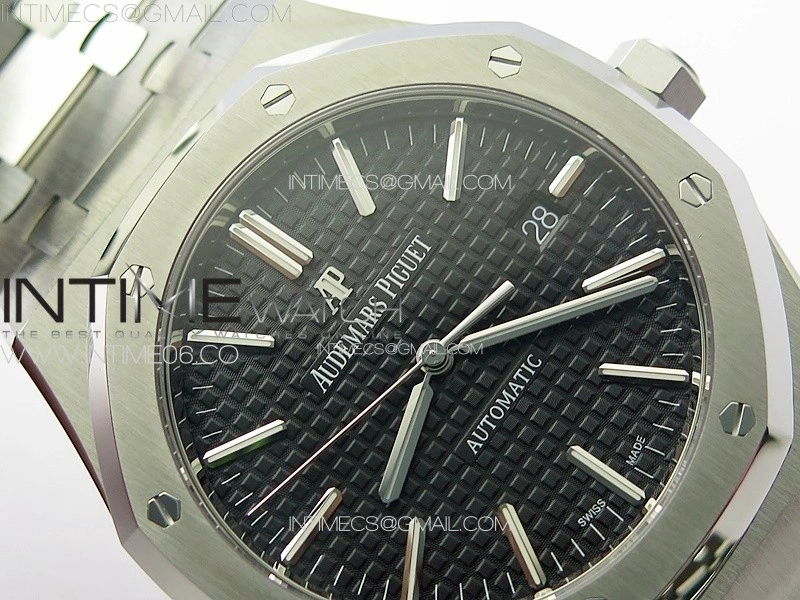 Royal Oak 41mm 15400 SS ZF 1:1 Best Edition Black Textured Dial on SS Bracelet SA3120 Super Clone