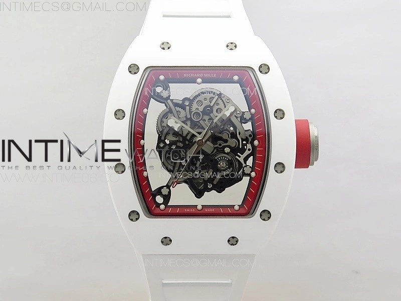 RM055 Real Ceramic Case KUF Best Edition Red Crown on White Rubber Strap MIYOTA8215