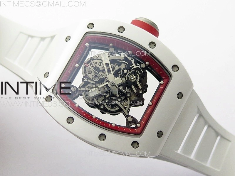 RM055 Real Ceramic Case KUF Best Edition Red Crown on White Rubber Strap MIYOTA8215
