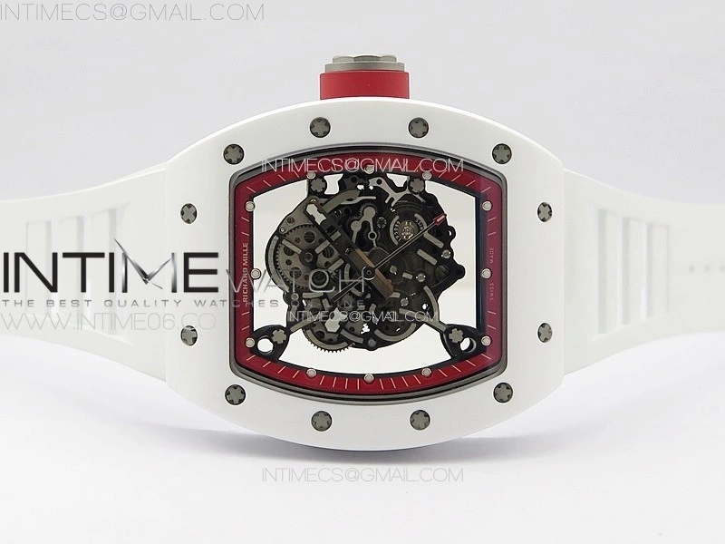 RM055 Real Ceramic Case KUF Best Edition Red Crown on White Rubber Strap MIYOTA8215