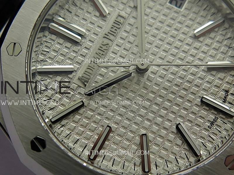 Royal Oak 41mm 15510 SS DDF 1:1 Best Edition Silver Dial On Black Rubber Strap Super Clone DD4302