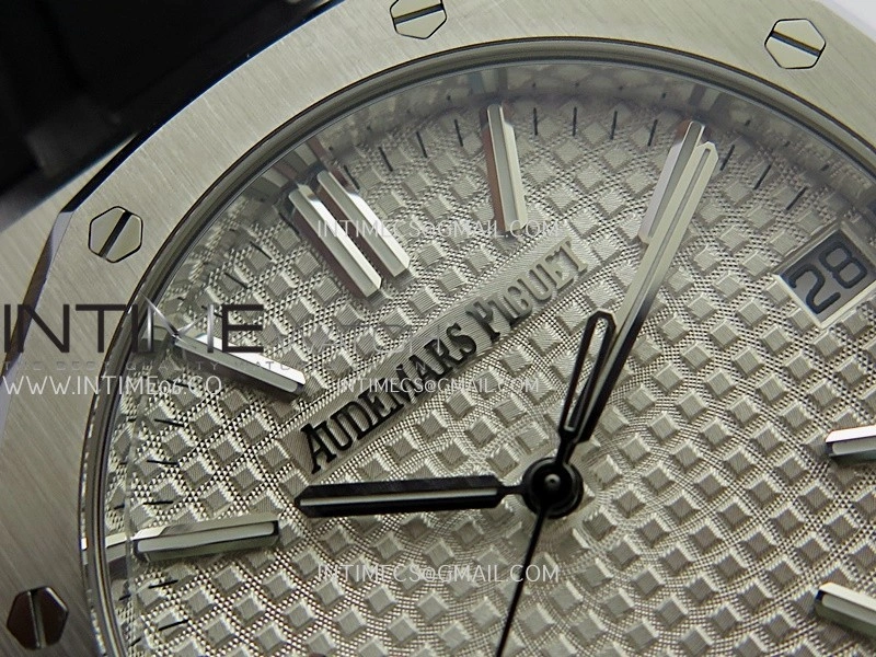 Royal Oak 41mm 15510 SS DDF 1:1 Best Edition Silver Dial On Black Rubber Strap Super Clone DD4302