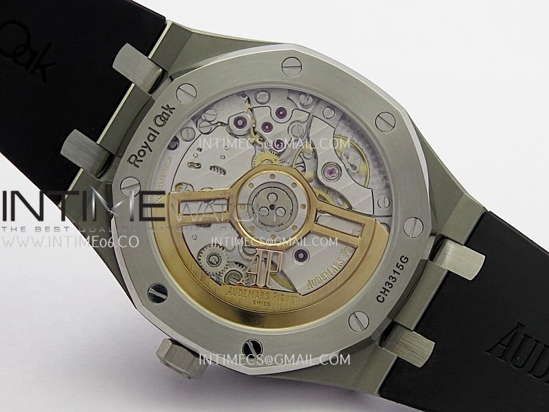 Royal Oak 41mm 15510 SS DDF 1:1 Best Edition Silver Dial On Black Rubber Strap Super Clone DD4302