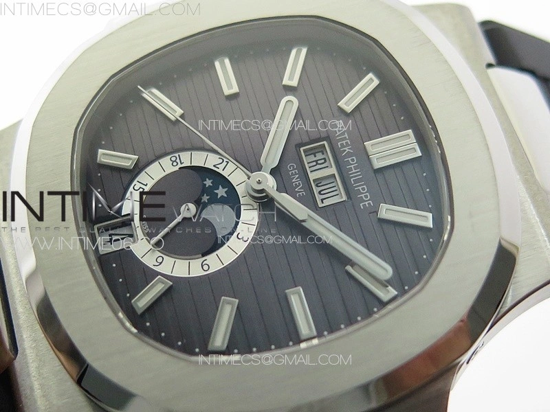 Nautilus 5726 Full Function SS PPF 1:1 Best Edition Gray Dial on Black Rubber Strap PPF324