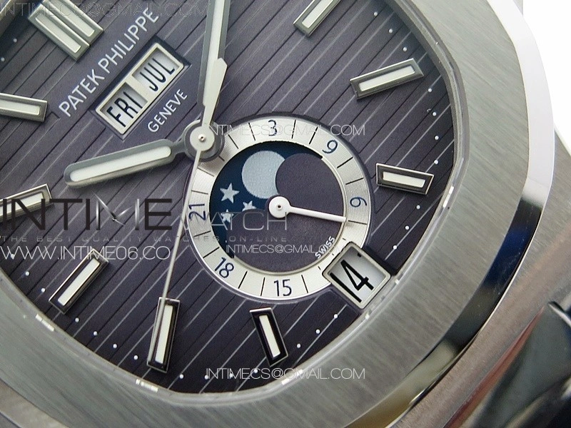 Nautilus 5726 Full Function SS PPF 1:1 Best Edition Gray Dial on Black Rubber Strap PPF324