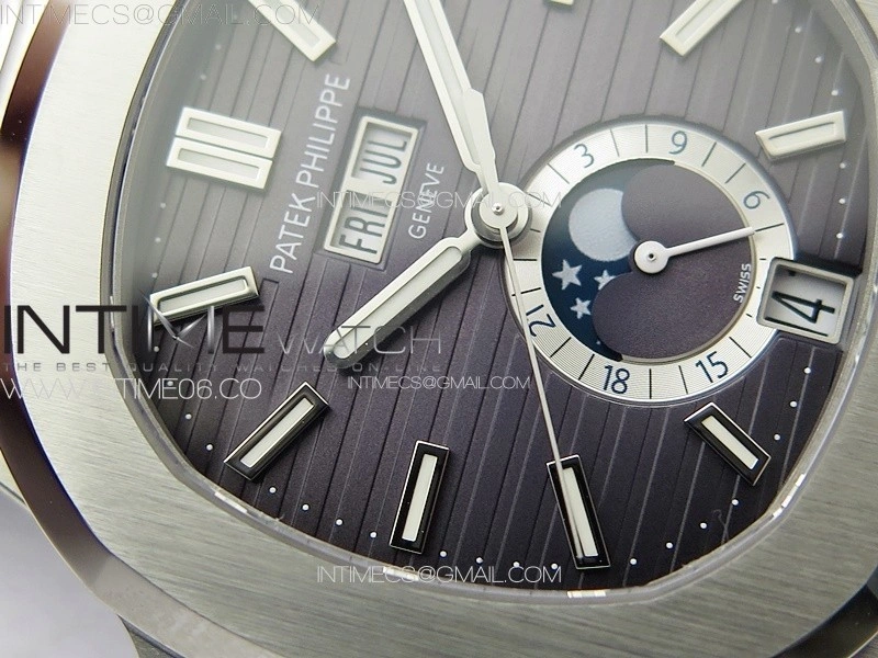 Nautilus 5726 Full Function SS PPF 1:1 Best Edition Gray Dial on Black Rubber Strap PPF324