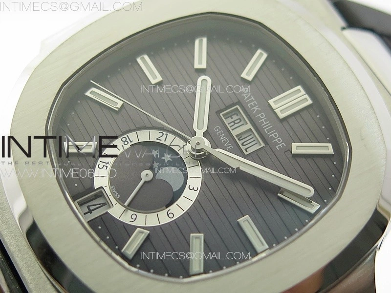 Nautilus 5726 Full Function SS PPF 1:1 Best Edition Gray Dial on Black Rubber Strap PPF324