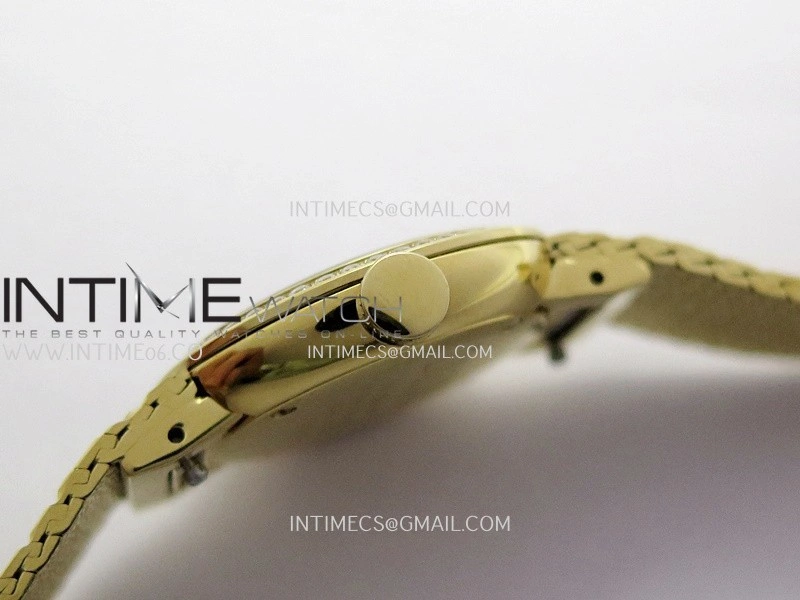 La D de Dior Satine 25mm Diamond Bezel YG 8848F 1:1 Best Edition Gold Dial On YG bracelet Swiss Quartz