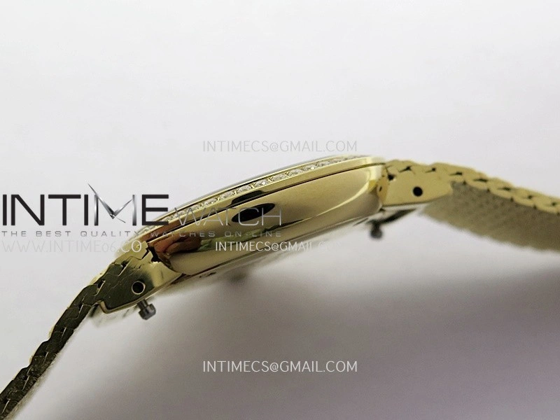 La D de Dior Satine 25mm Diamond Bezel YG 8848F 1:1 Best Edition Gold Dial On YG bracelet Swiss Quartz