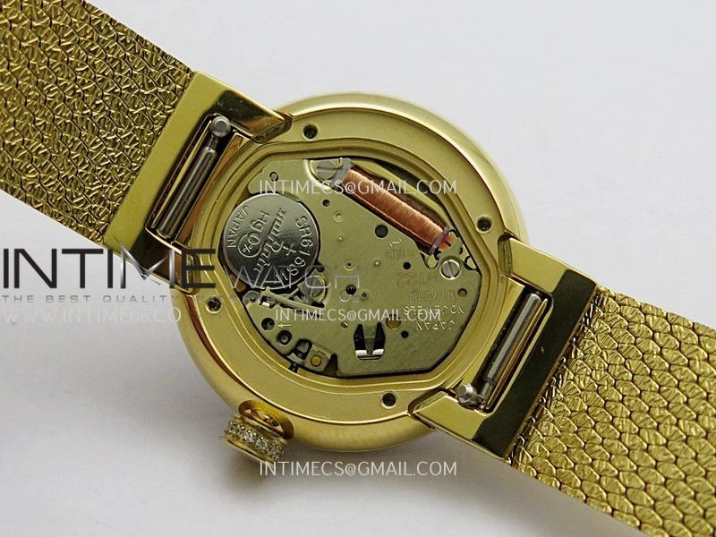 La D de Dior Satine 25mm Diamond Bezel YG 8848F 1:1 Best Edition Gold Dial On YG bracelet Swiss Quartz