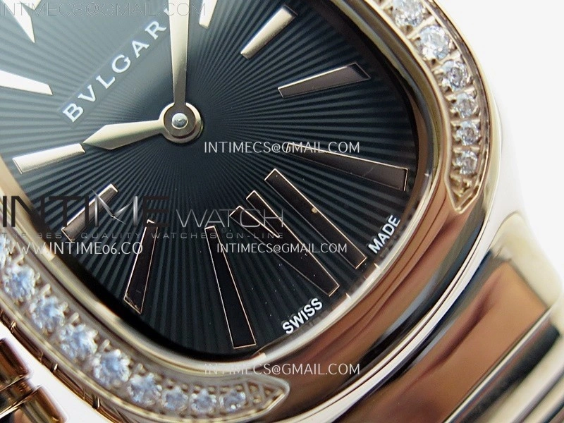 Serpenti 35mm Diamonds Bezel RG BVF 1:1 Best Edition Black Dial on RG Bracelet Ronda Quartz