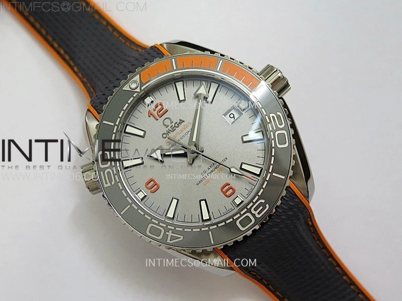 Planet Ocean 43.5mm Ti VSF 1:1 Best Edition Black Orange Bezel Gray Dial on Gray Nylon Strap A8900