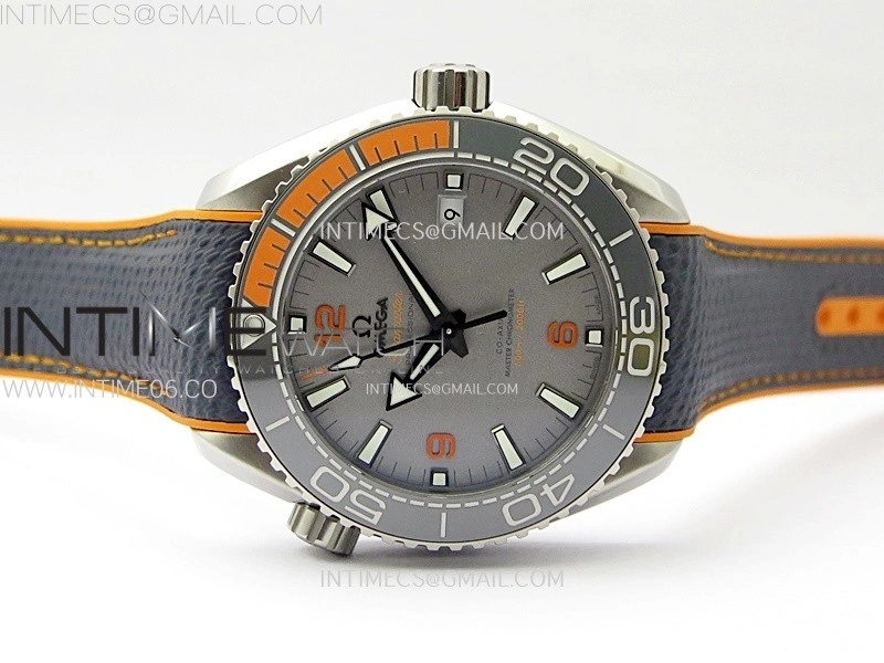 Planet Ocean 43.5mm Ti VSF 1:1 Best Edition Black Orange Bezel Gray Dial on Gray Nylon Strap A8900