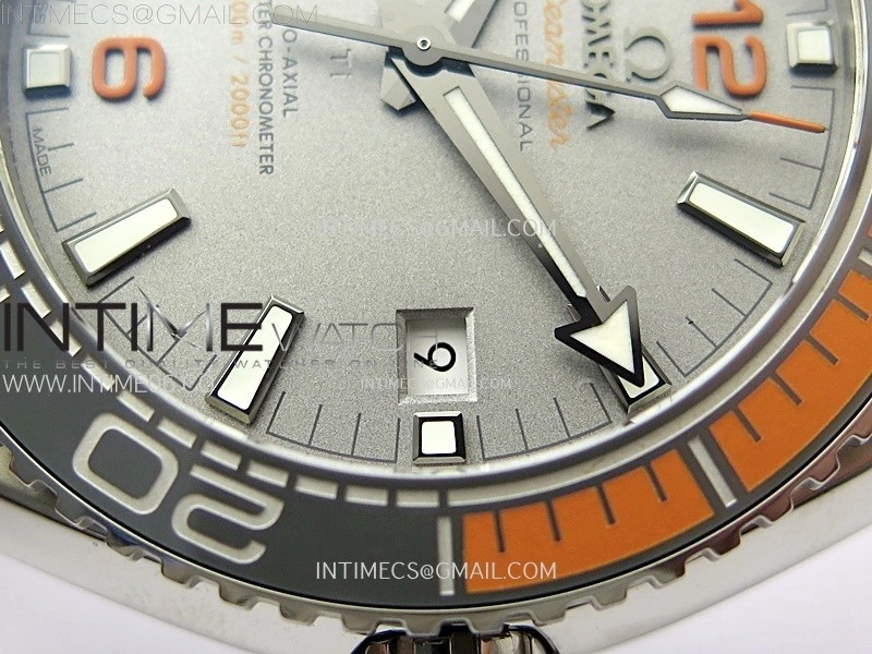 Planet Ocean 43.5mm Ti VSF 1:1 Best Edition Black Orange Bezel Gray Dial on Gray Nylon Strap A8900