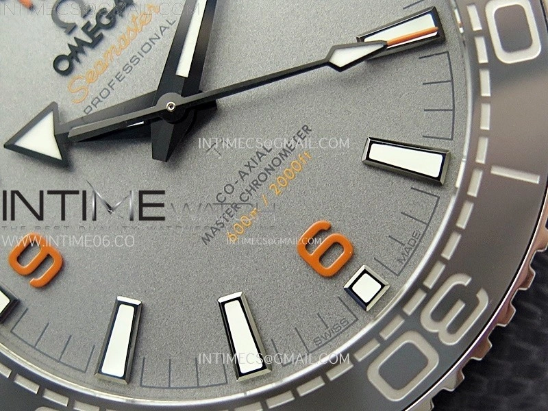Planet Ocean 43.5mm Ti VSF 1:1 Best Edition Black Orange Bezel Gray Dial on Gray Nylon Strap A8900